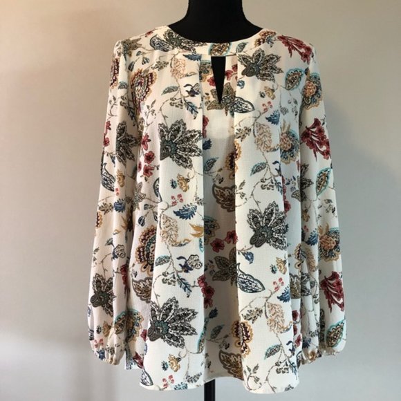 Womens Faith & Joy Open Long sleeve Floral Blouse size M - Picture 1 of 14